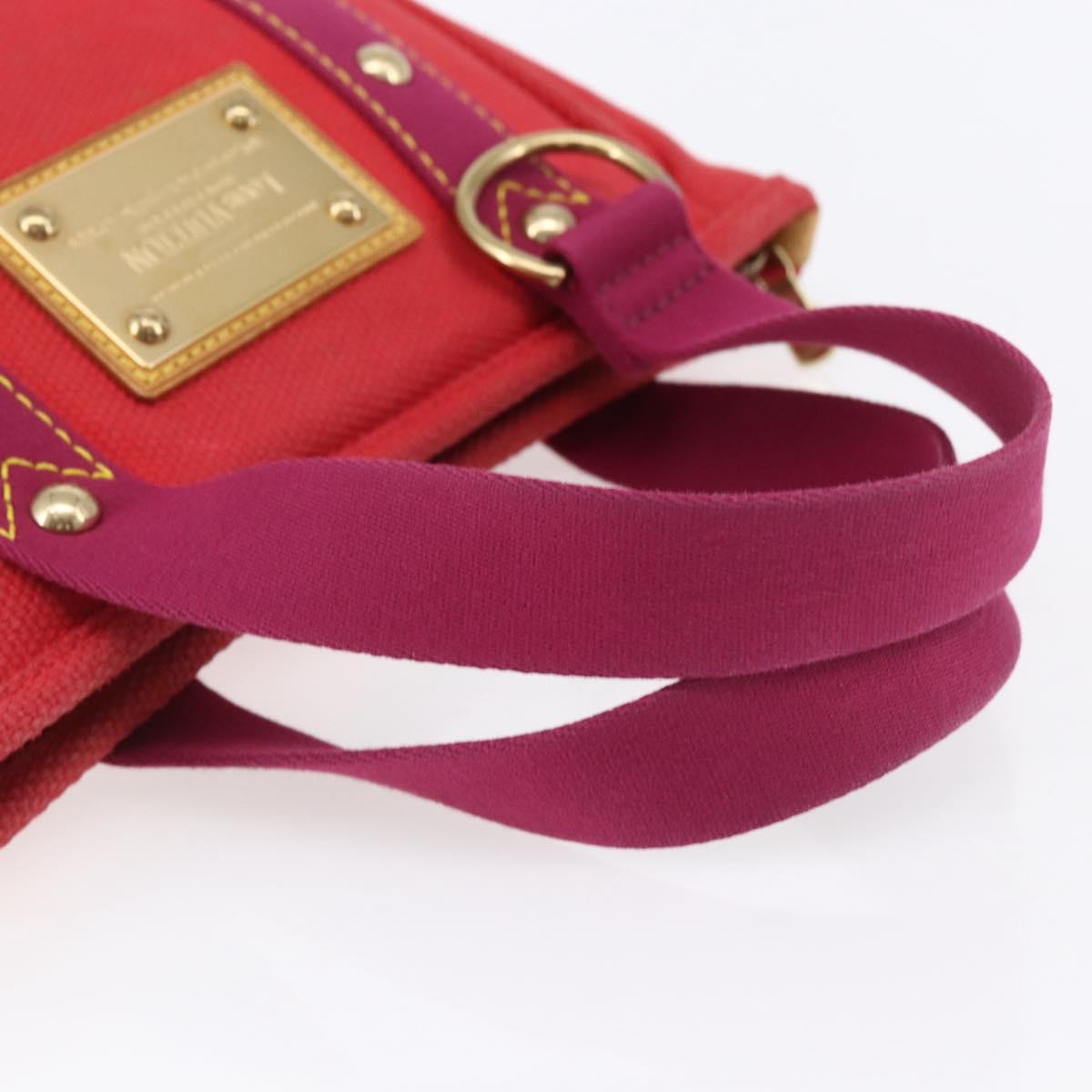 LOUIS VUITTON Antigua Kava PM Tote Bag Canvas Rouge M40037 LV Auth ka001