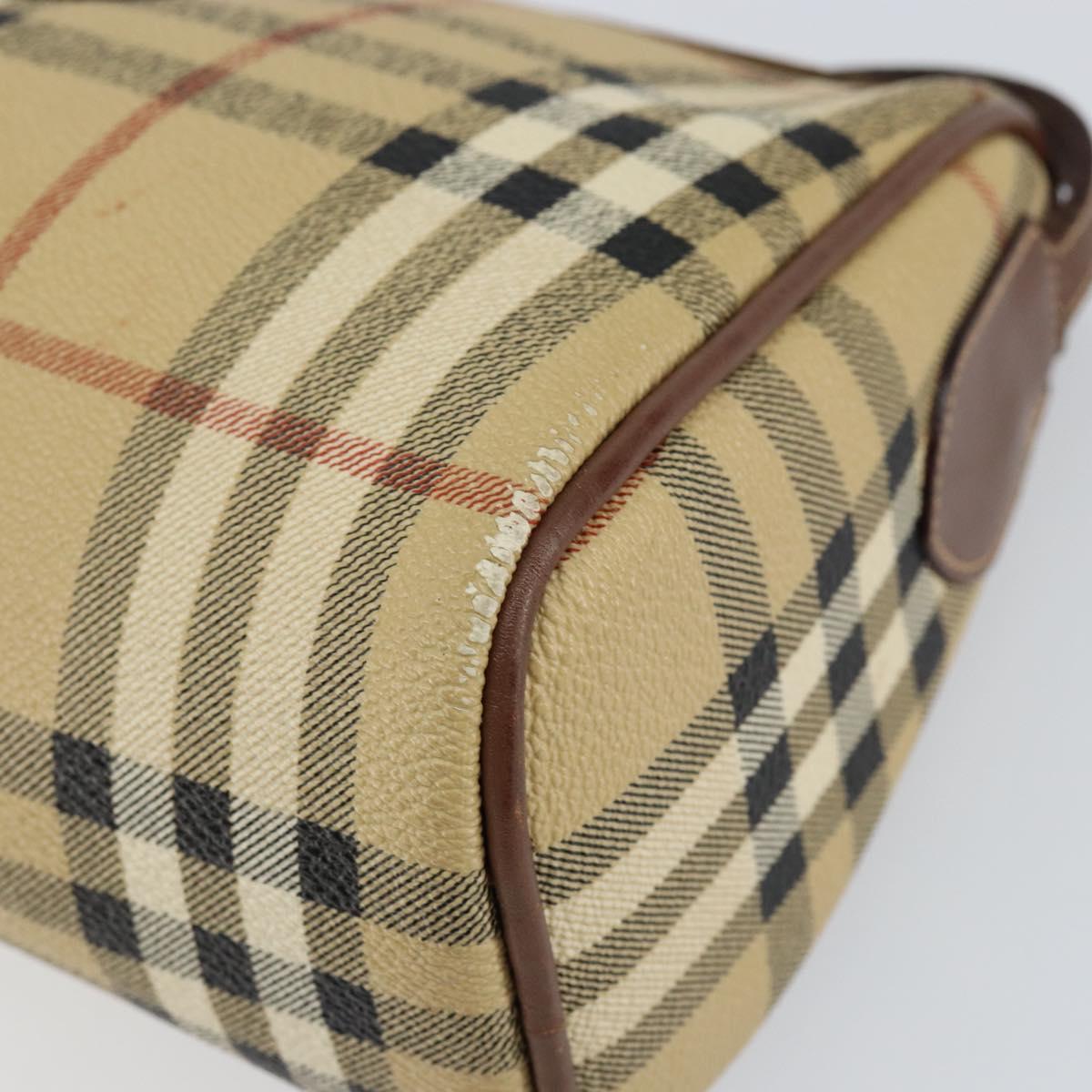 Burberrys Nova Check Shoulder Bag PVC Beige Gold Auth ka004