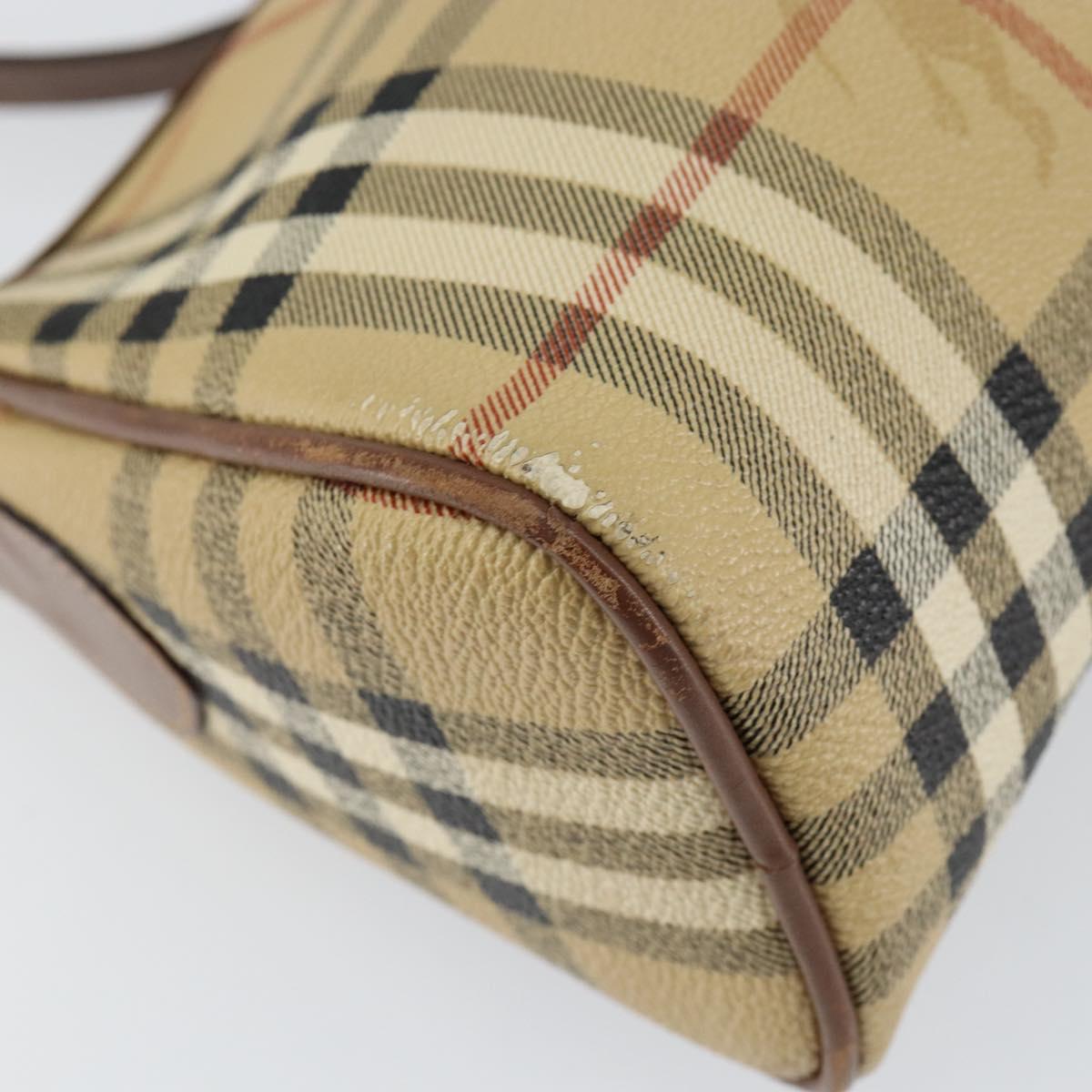 Burberrys Nova Check Shoulder Bag PVC Beige Gold Auth ka004