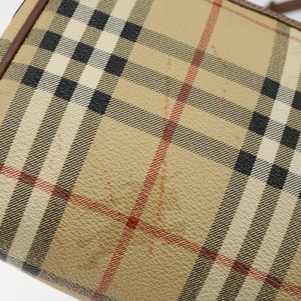 Burberrys Nova Check Shoulder Bag PVC Beige Gold Auth ka004