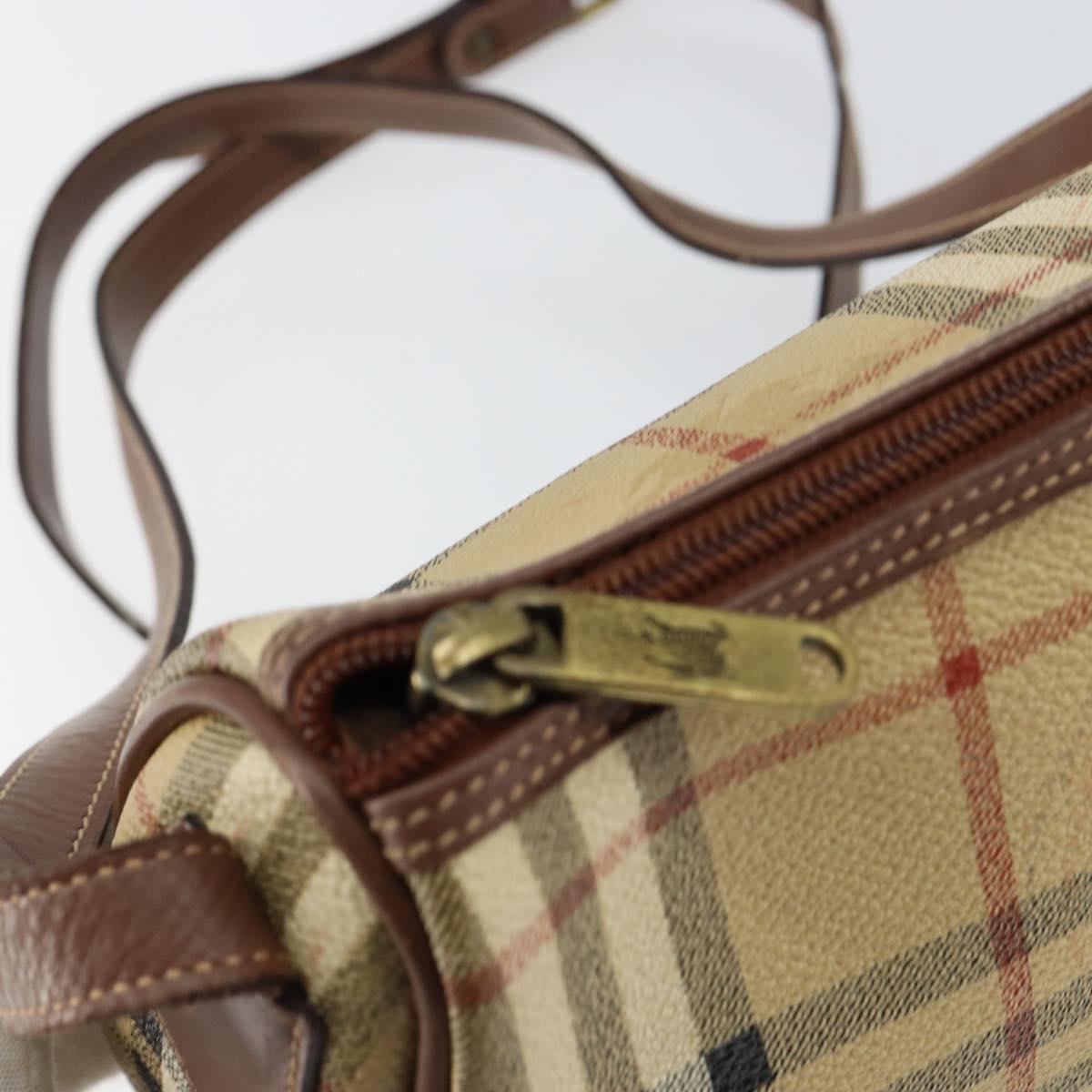 Burberrys Nova Check Shoulder Bag PVC Beige Gold Auth ka004