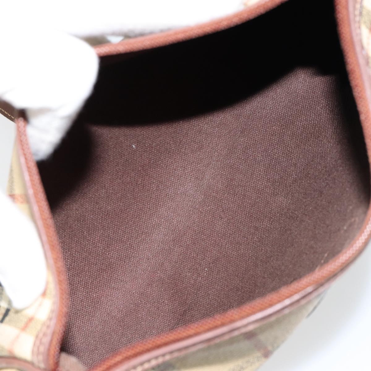 Burberrys Nova Check Shoulder Bag PVC Beige Gold Auth ka004