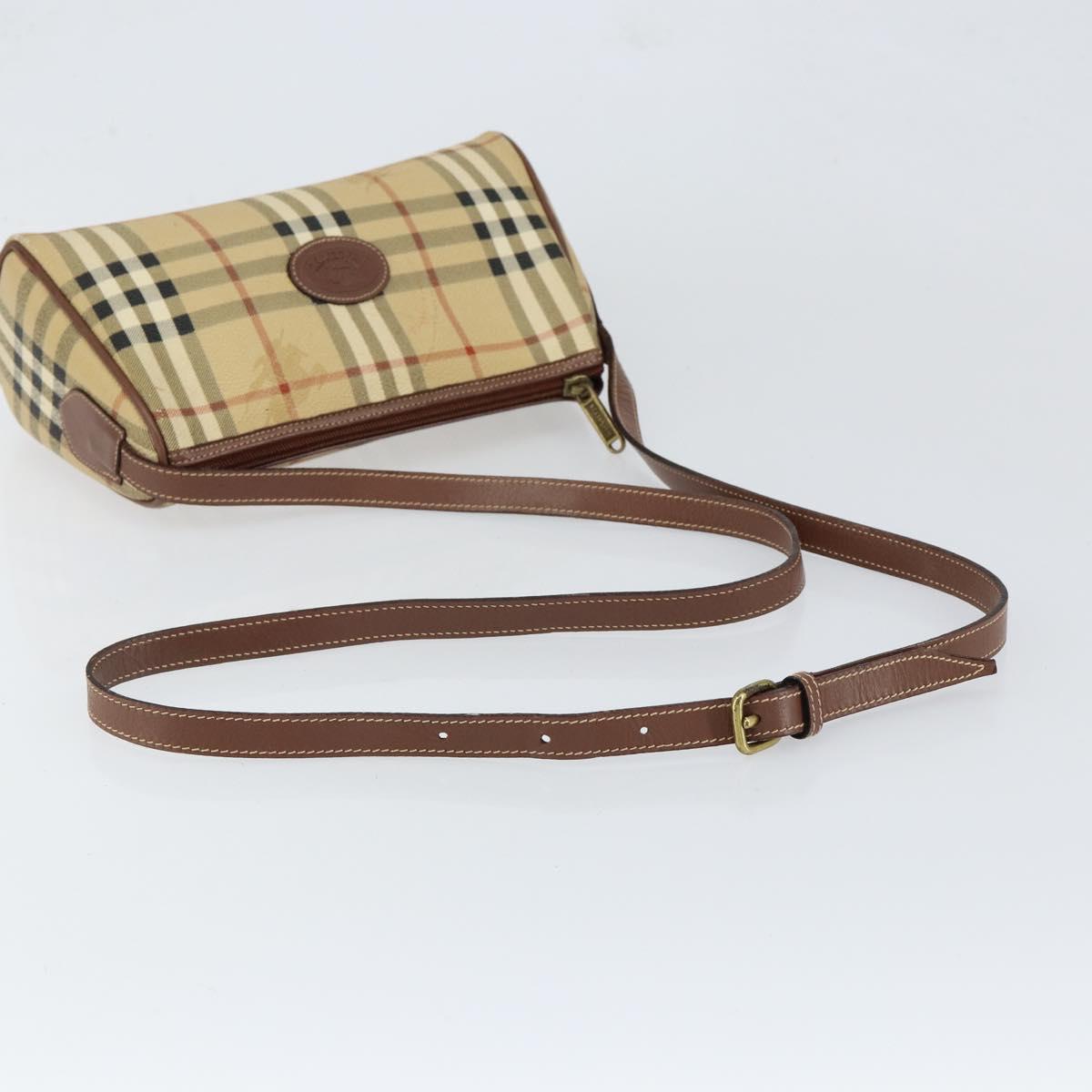 Burberrys Nova Check Shoulder Bag PVC Beige Gold Auth ka004