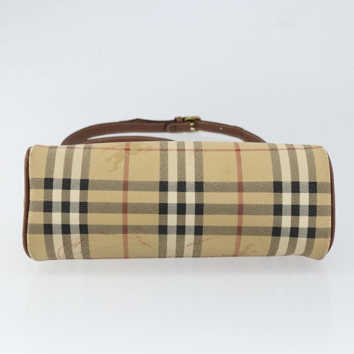 Burberrys Nova Check Shoulder Bag PVC Beige Gold Auth ka004