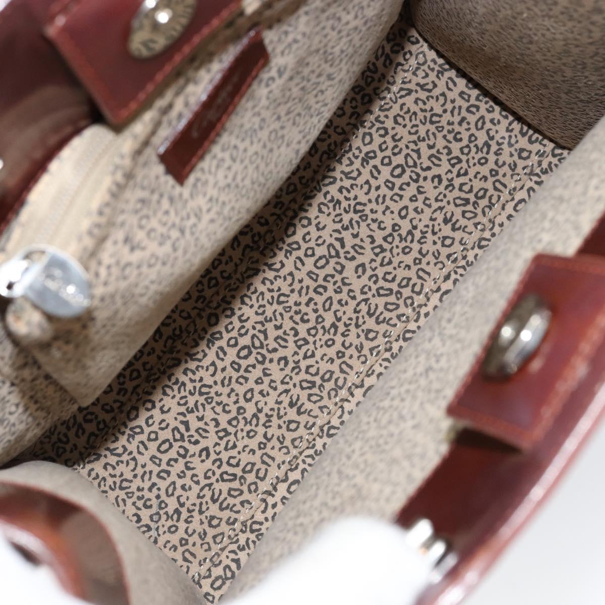 CARTIER Shoulder Bag Patent leather Brown Silver Auth ka005