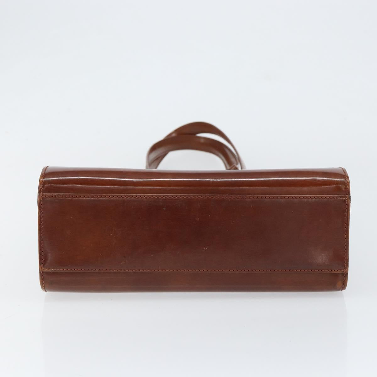 CARTIER Shoulder Bag Patent leather Brown Silver Auth ka005