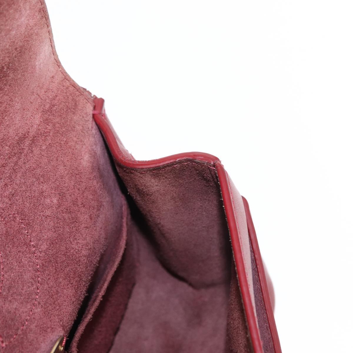 CHANEL Chain Shoulder Bag Leather Red Gold CC Auth ka007