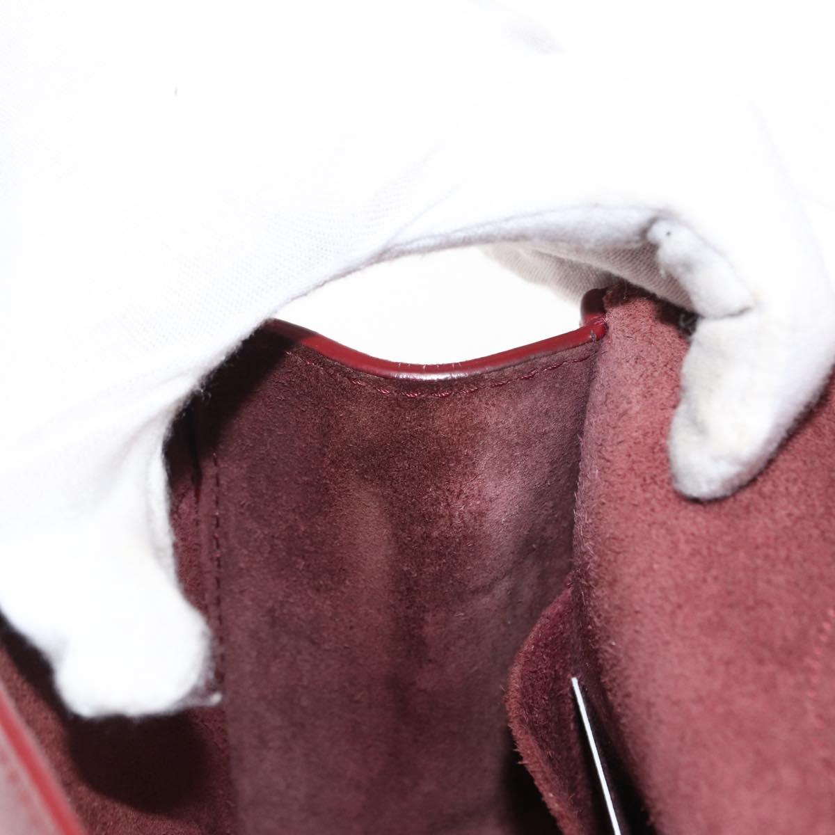 CHANEL Chain Shoulder Bag Leather Red Gold CC Auth ka007