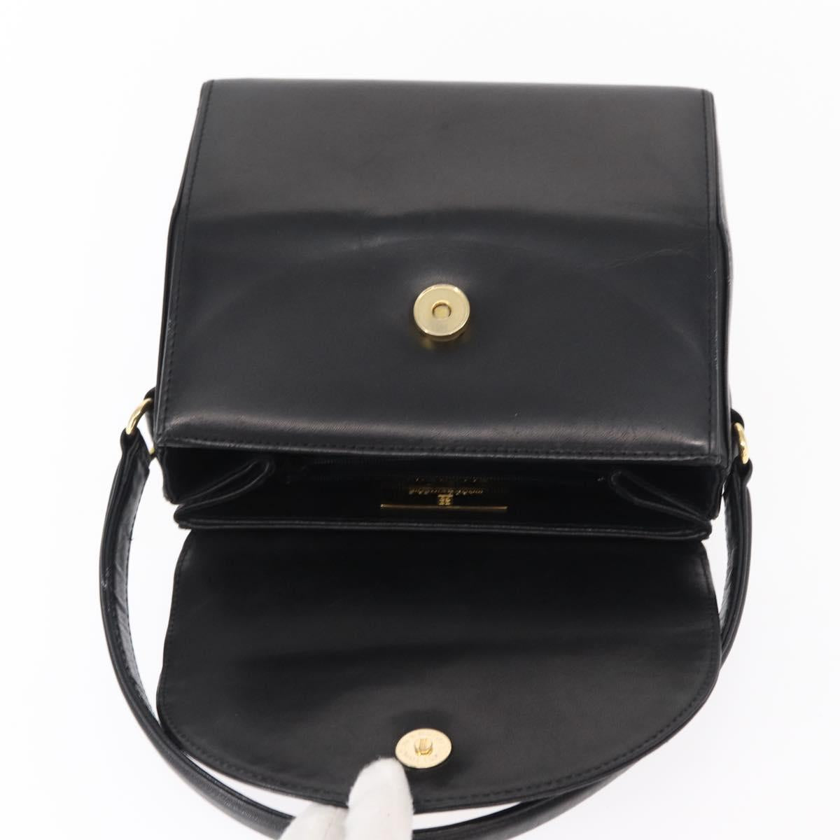 GIVENCHY Hand Bag Leather Black Gold Auth ka009