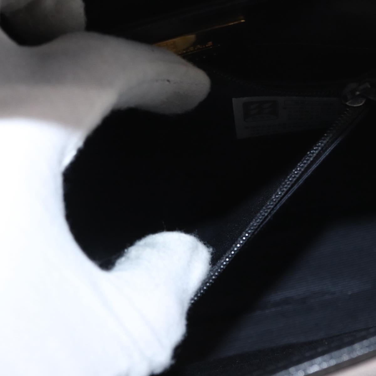 GIVENCHY Hand Bag Leather Black Gold Auth ka009