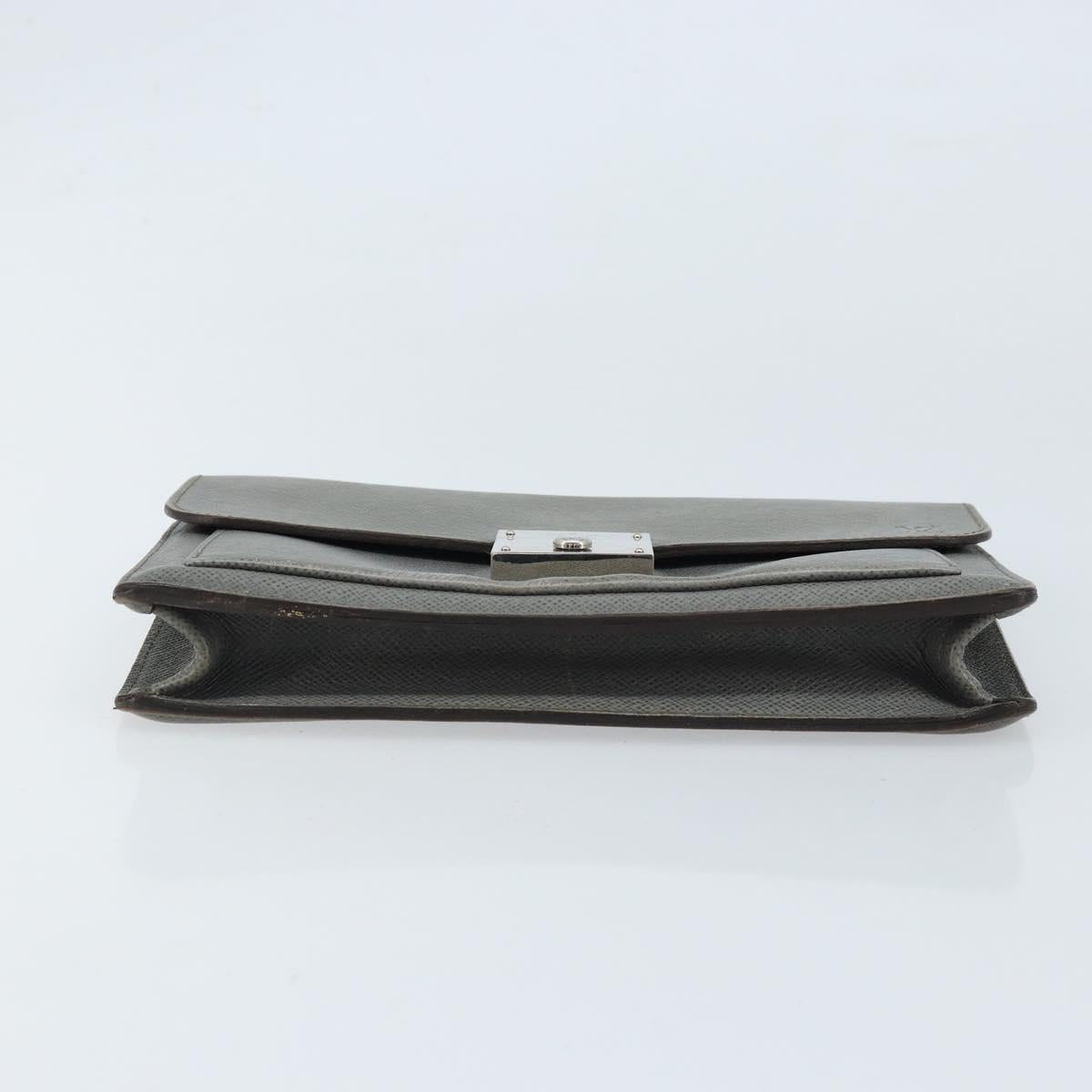 LOUIS VUITTON Taiga Selenga Clutch Bag Ardoise M30782 LV Auth ka010