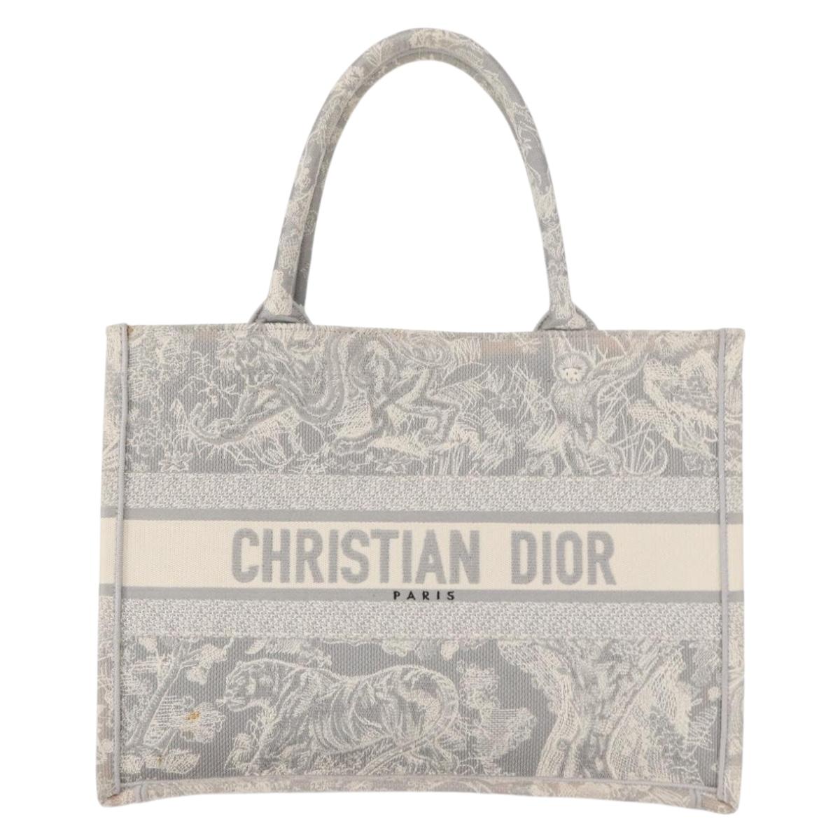 Christian Dior Toile De Jouy Book Tote Hand Bag Canvas Gray Auth ka013V