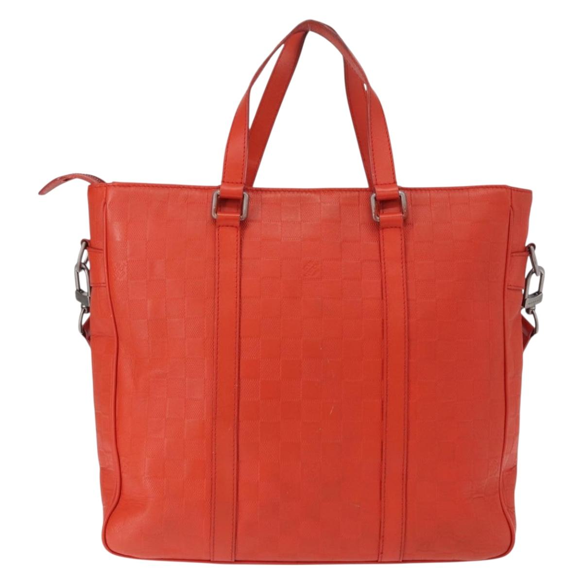 LOUIS VUITTON Damier Anfini Tadao PM 2Way Hand Bag Orange N41268 LV Auth ka035