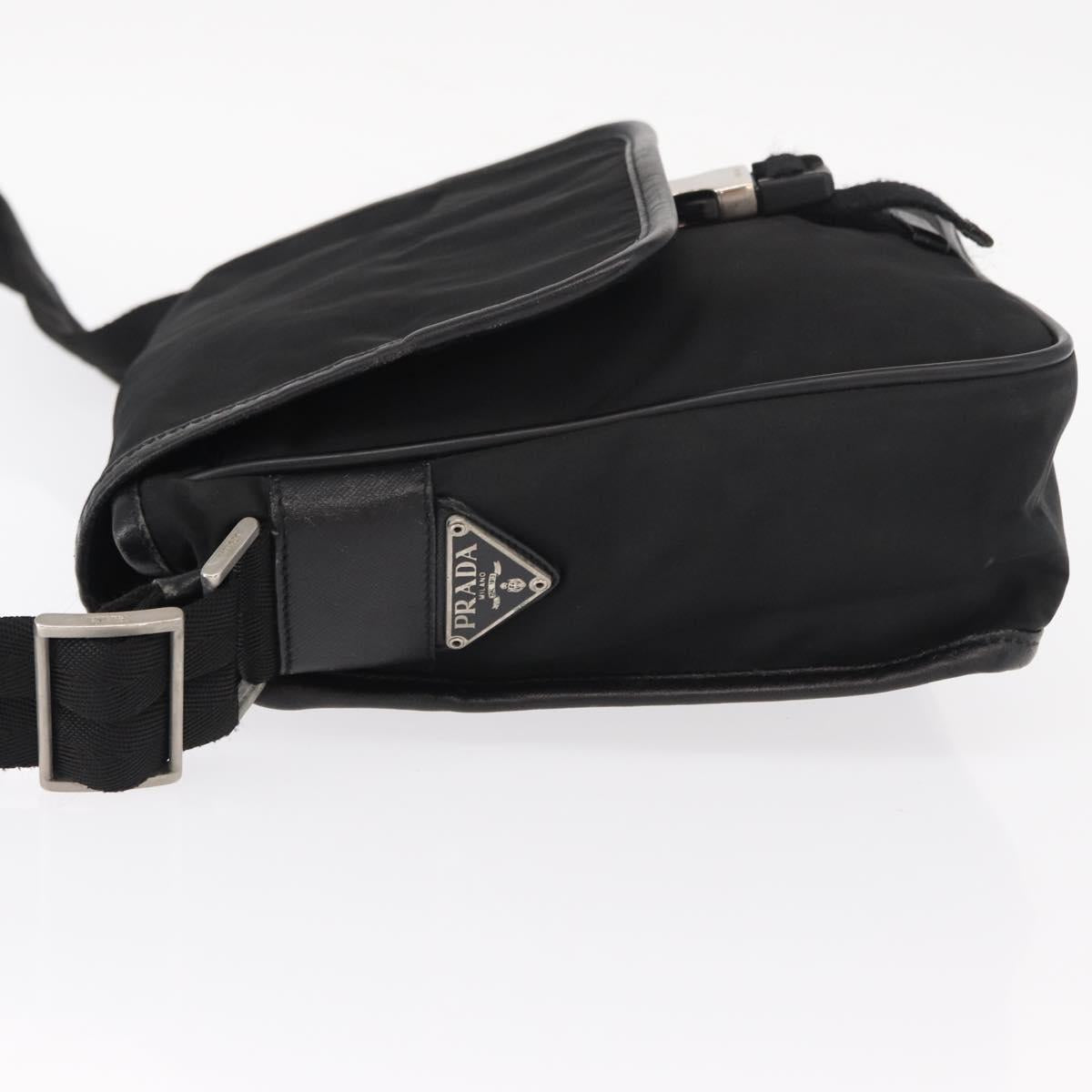 PRADA Shoulder Bag Nylon Black Silver Auth ka045
