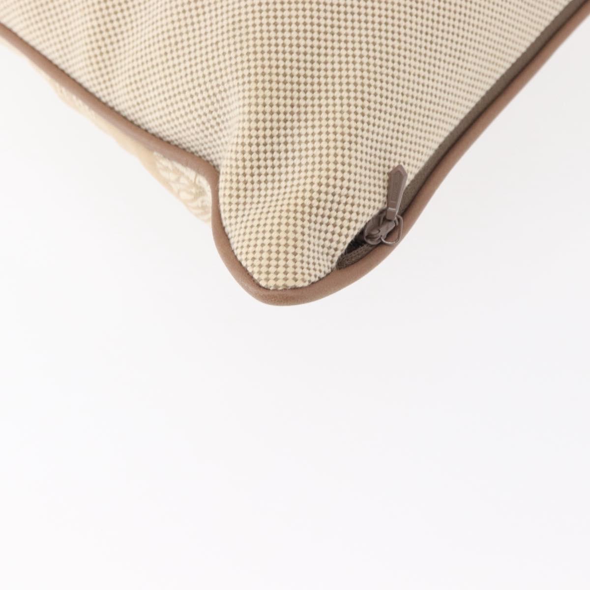 HERMES Cushion Canvas Beige Auth ka047