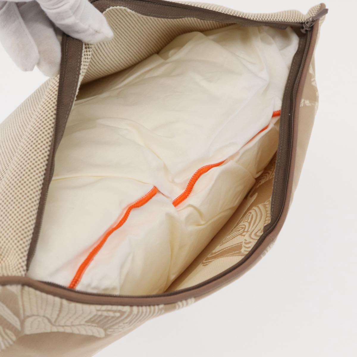 HERMES Cushion Canvas Beige Auth ka047