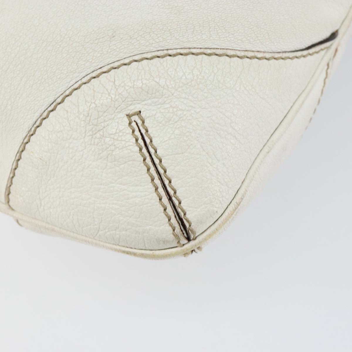 GUCCI Shoulder Bag Leather White Gold 154392 Auth ka056