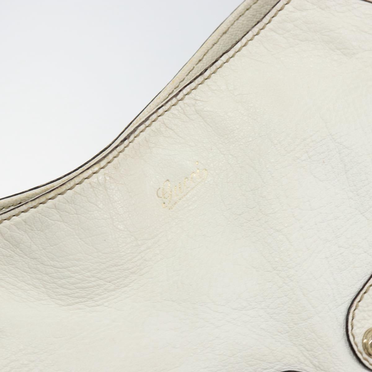 GUCCI Shoulder Bag Leather White Gold 154392 Auth ka056