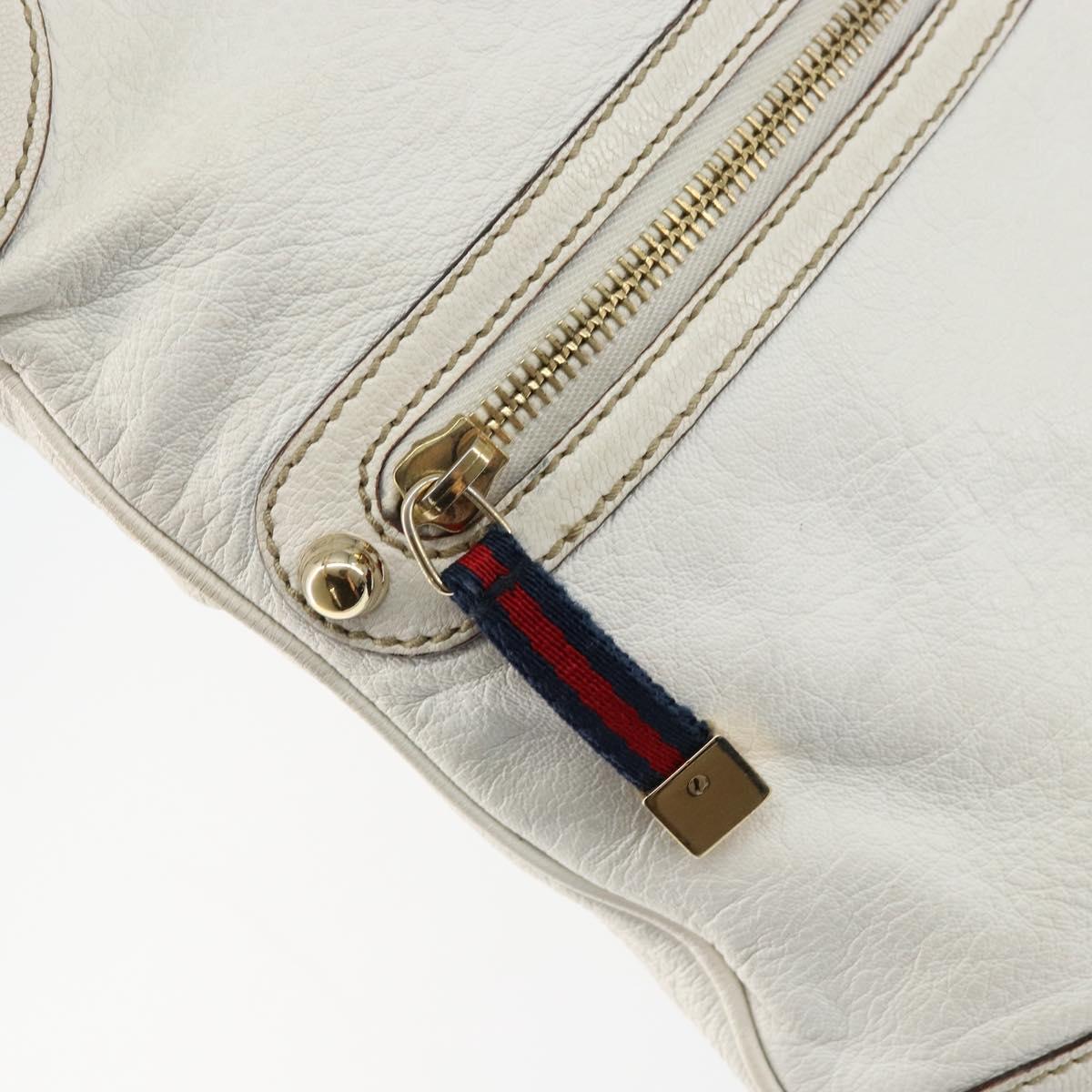 GUCCI Shoulder Bag Leather White Gold 154392 Auth ka056