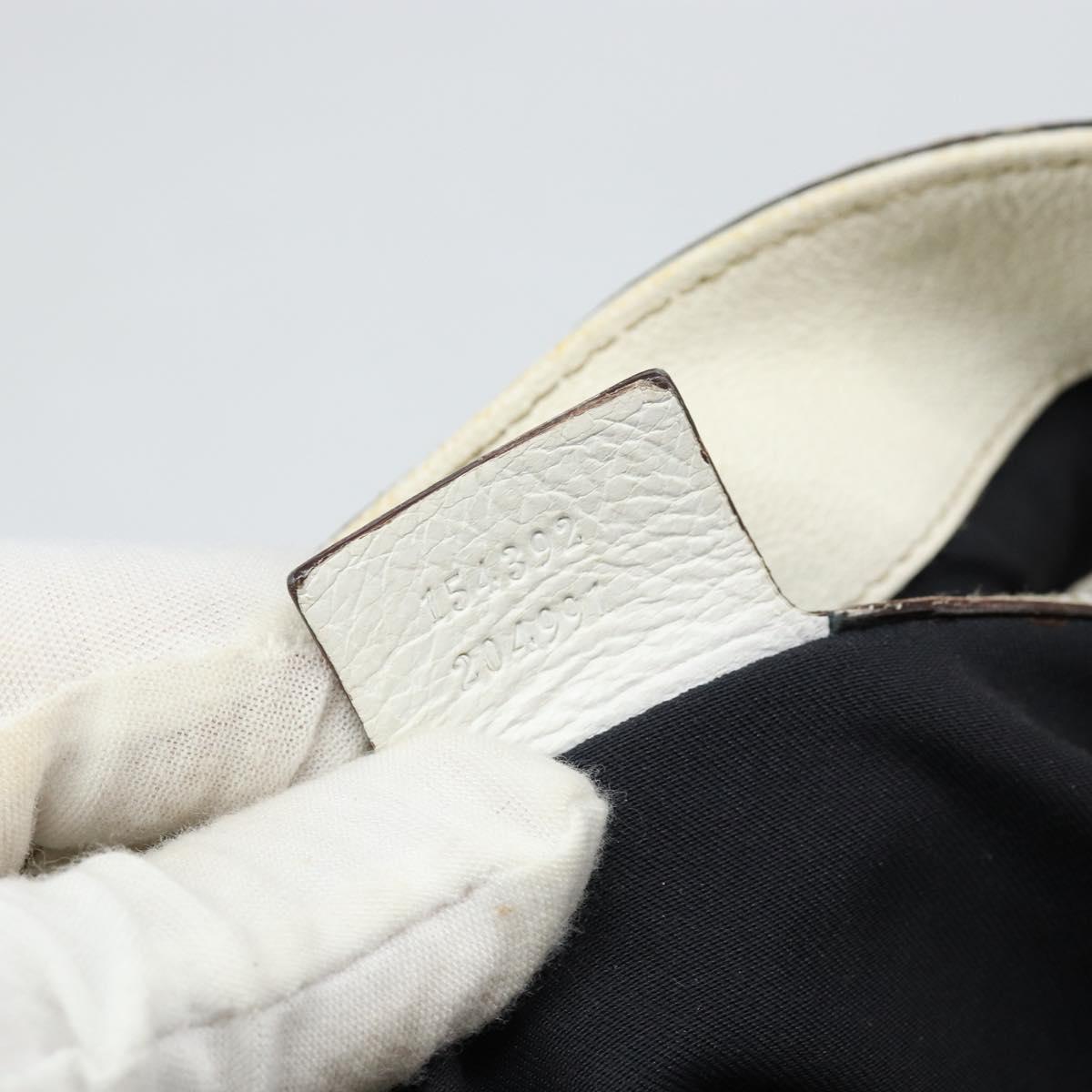GUCCI Shoulder Bag Leather White Gold 154392 Auth ka056