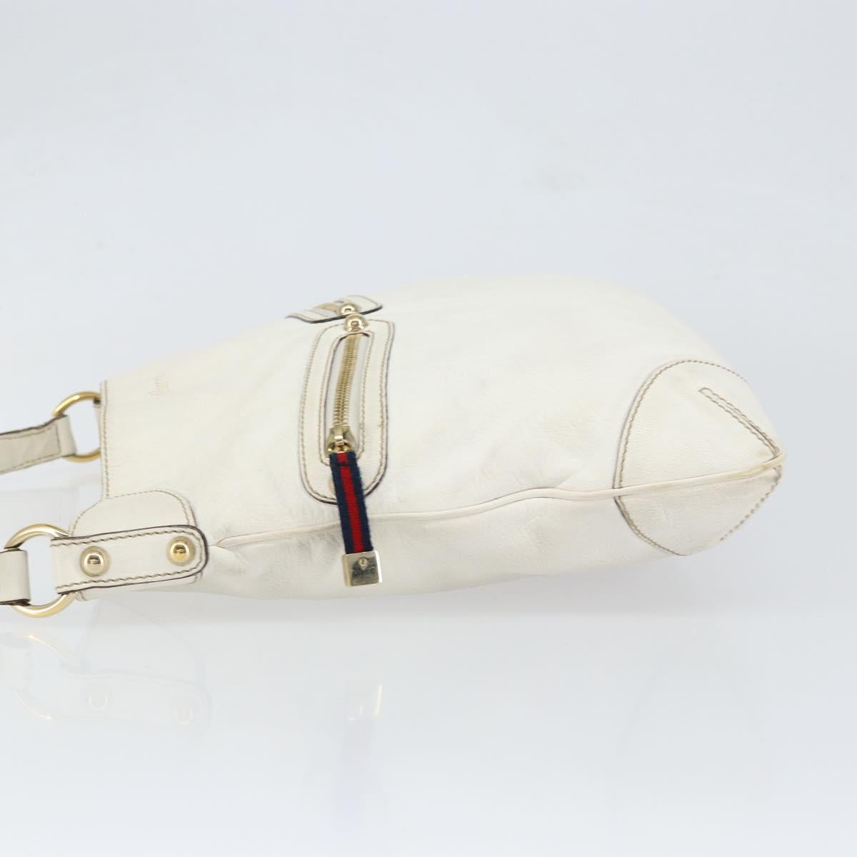 GUCCI Shoulder Bag Leather White Gold 154392 Auth ka056