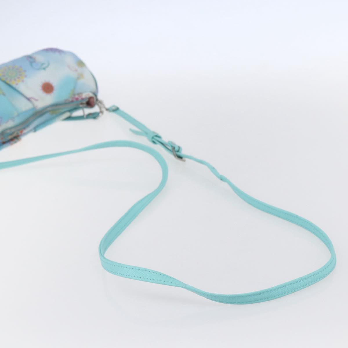 Salvatore Ferragamo Shoulder Bag Nylon 2way Light Blue Silver Auth ka057V
