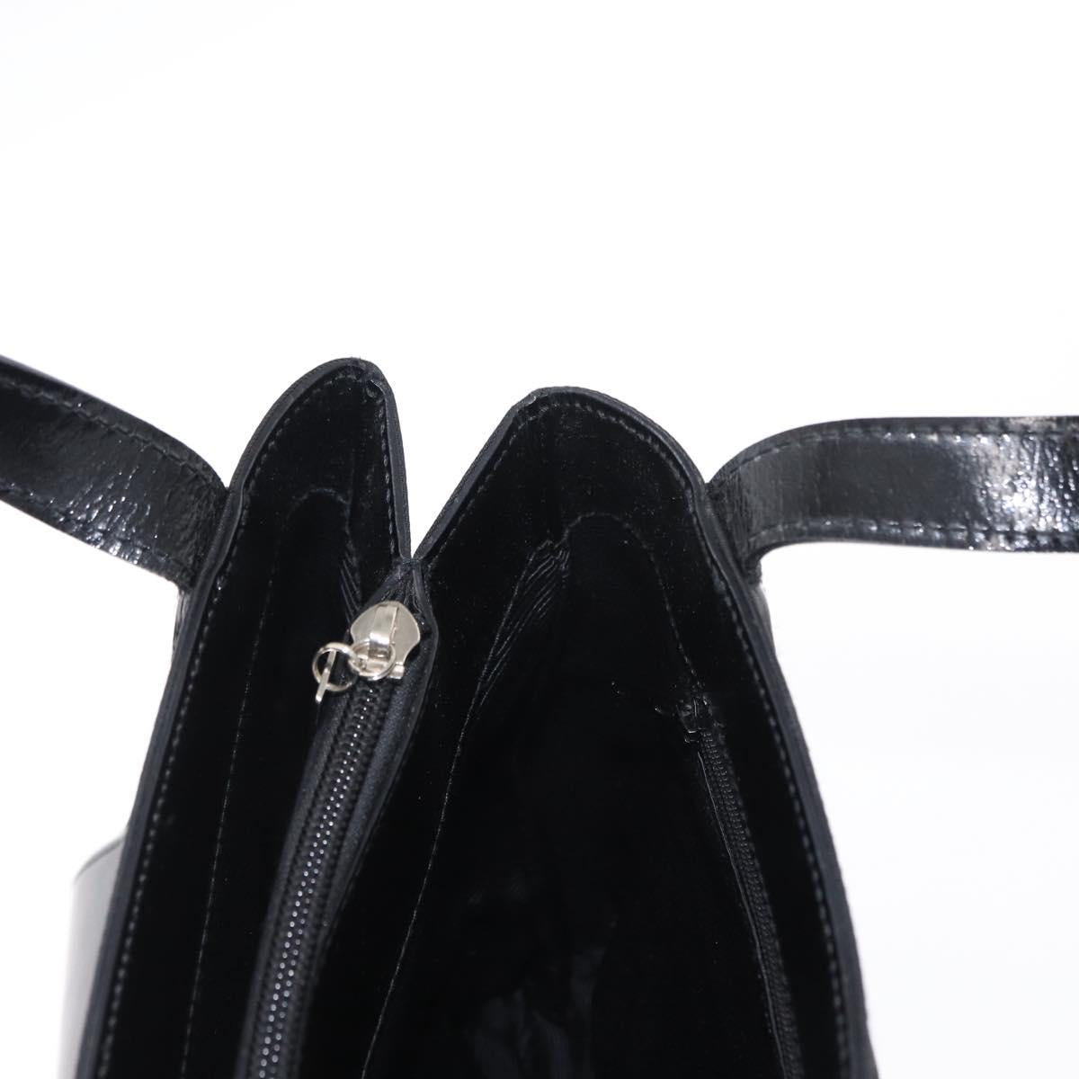 GIVENCHY Hand Bag Leather Black Silver Auth ka060