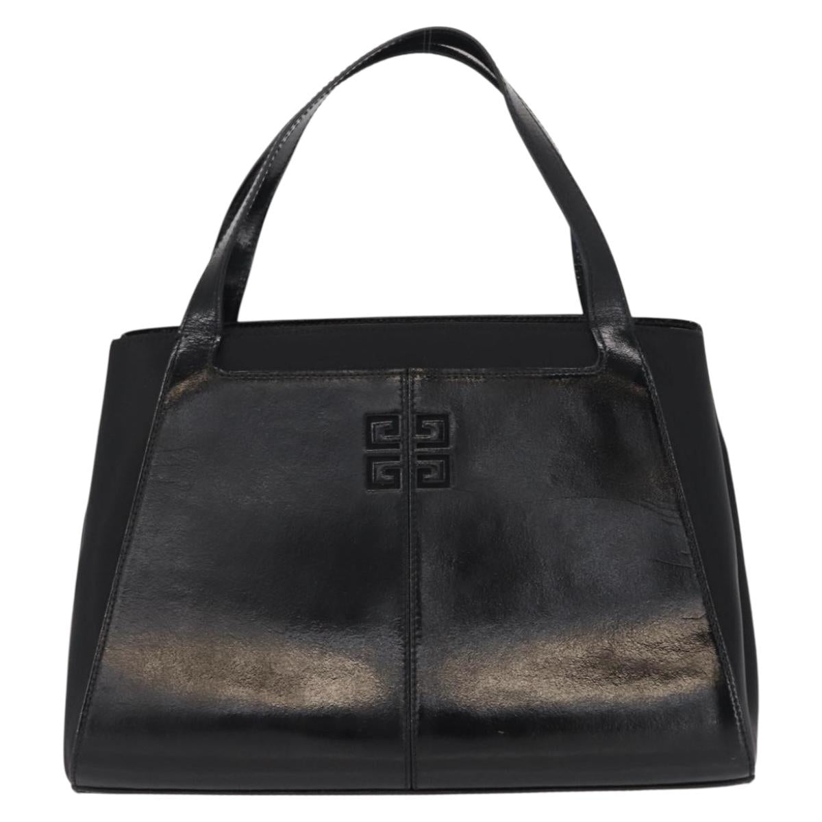 GIVENCHY Hand Bag Leather Black Silver Auth ka060