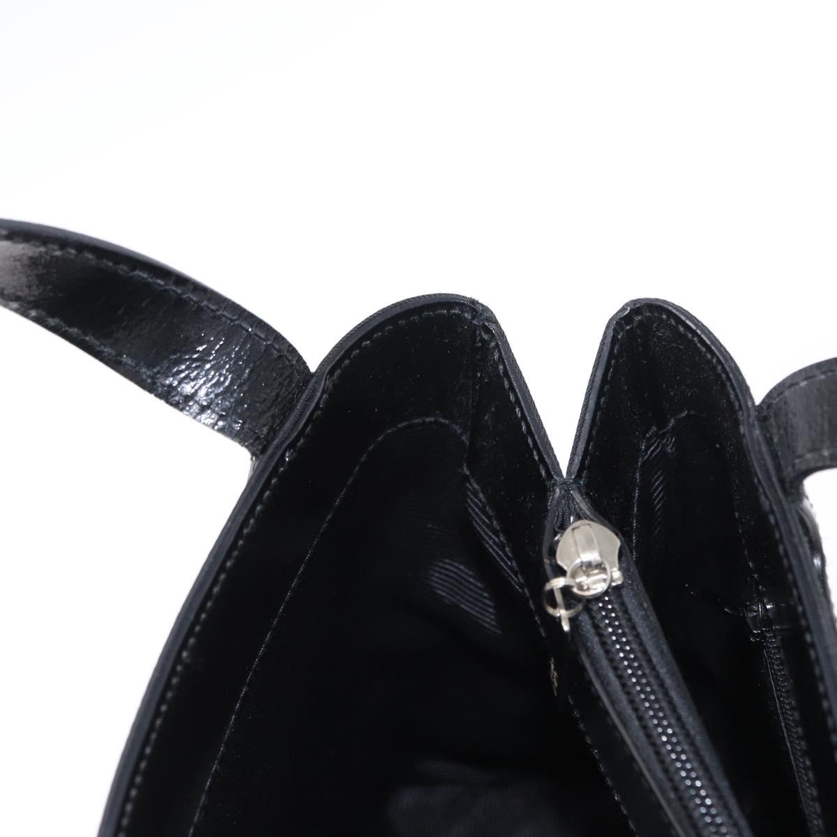 GIVENCHY Hand Bag Leather Black Silver Auth ka060