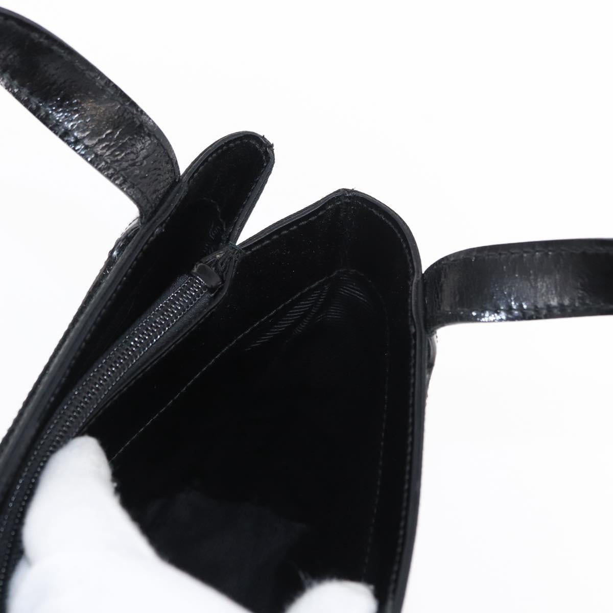 GIVENCHY Hand Bag Leather Black Silver Auth ka060