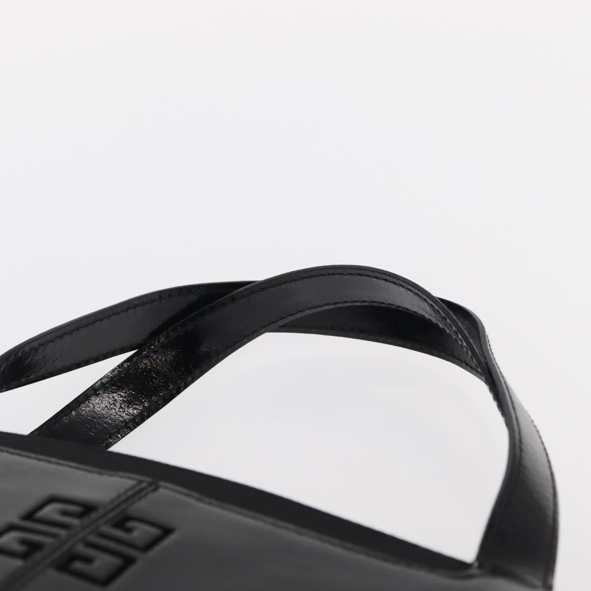 GIVENCHY Hand Bag Leather Black Silver Auth ka060