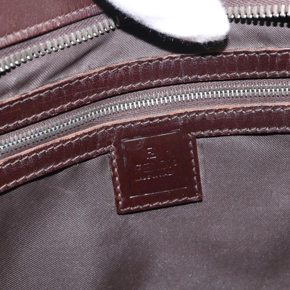 FENDI Zucca Canvas Hand Bag Black Brown Silver Auth ka063