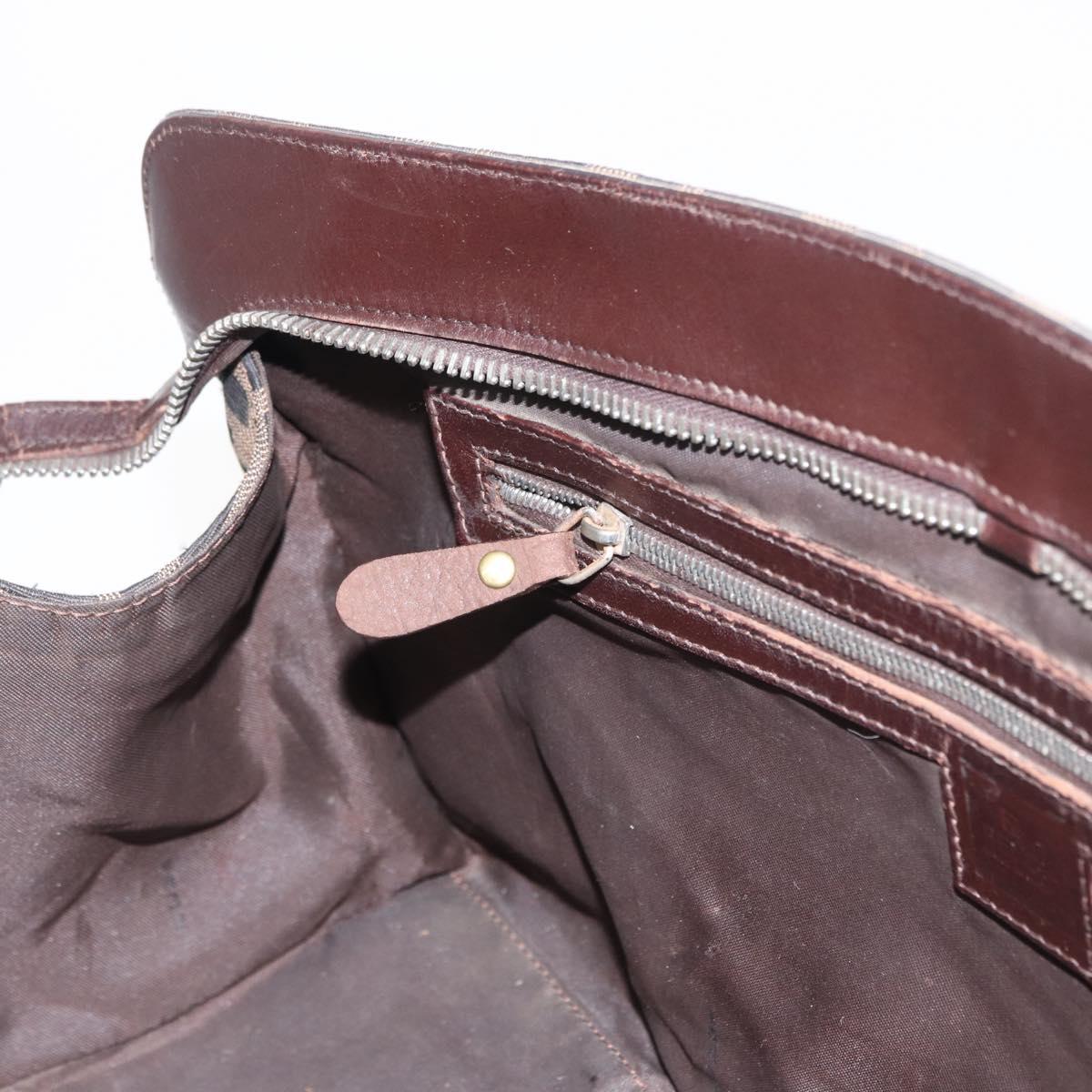 FENDI Zucca Canvas Hand Bag Black Brown Silver Auth ka063
