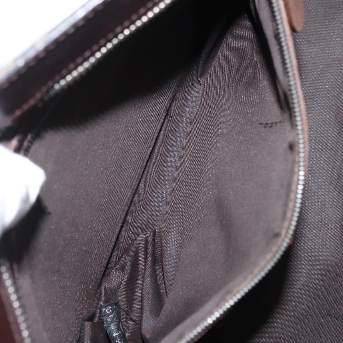 FENDI Zucca Canvas Hand Bag Black Brown Silver Auth ka063