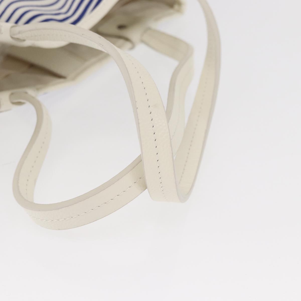 CHANEL Tote Bag Canvas Leather Blue White CC Auth ka064