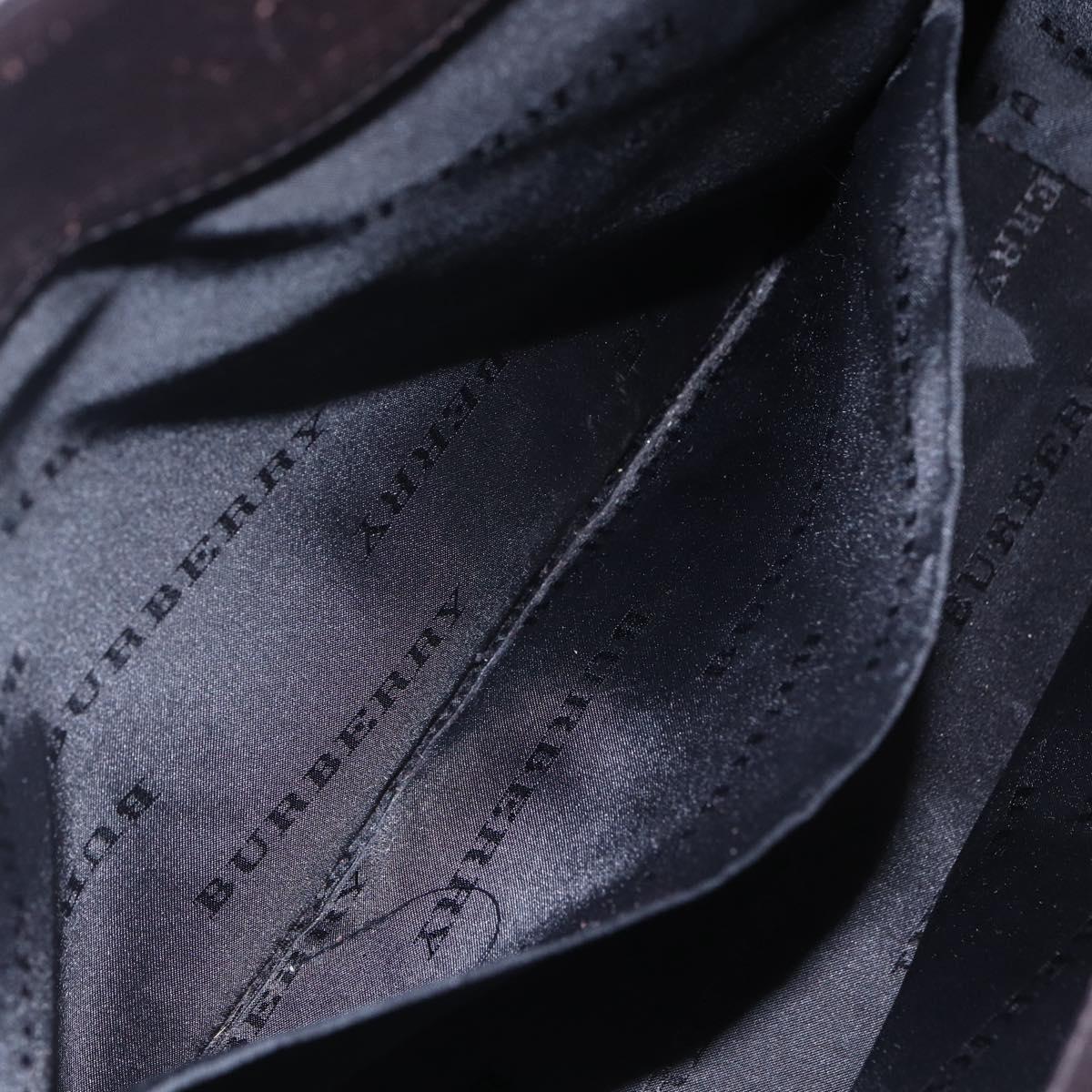 BURBERRY Nova Check Hand Bag Canvas Leather Beige Silver Auth ka065