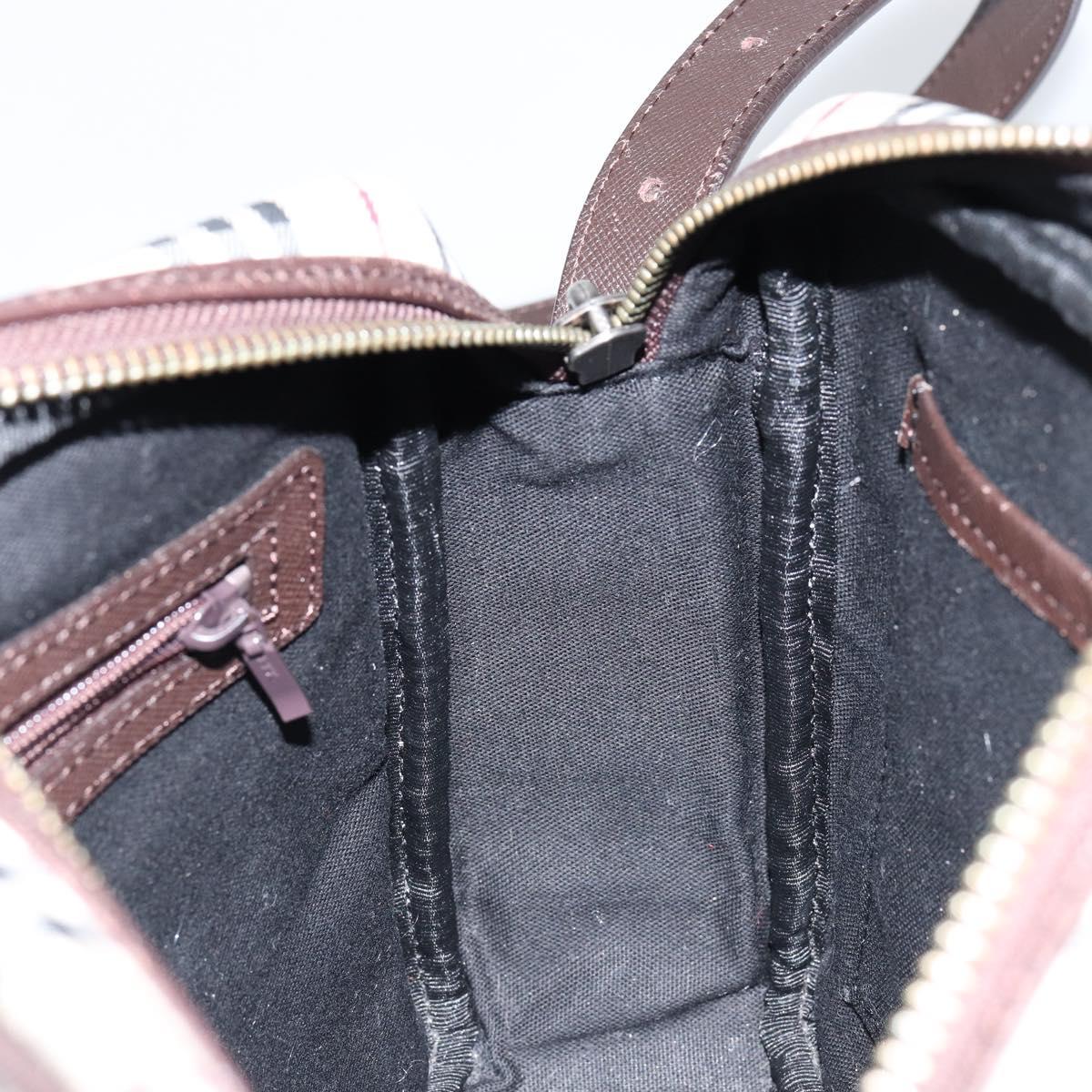 BURBERRY Nova Check Shoulder Bag Canvas Beige Silver Auth ka066