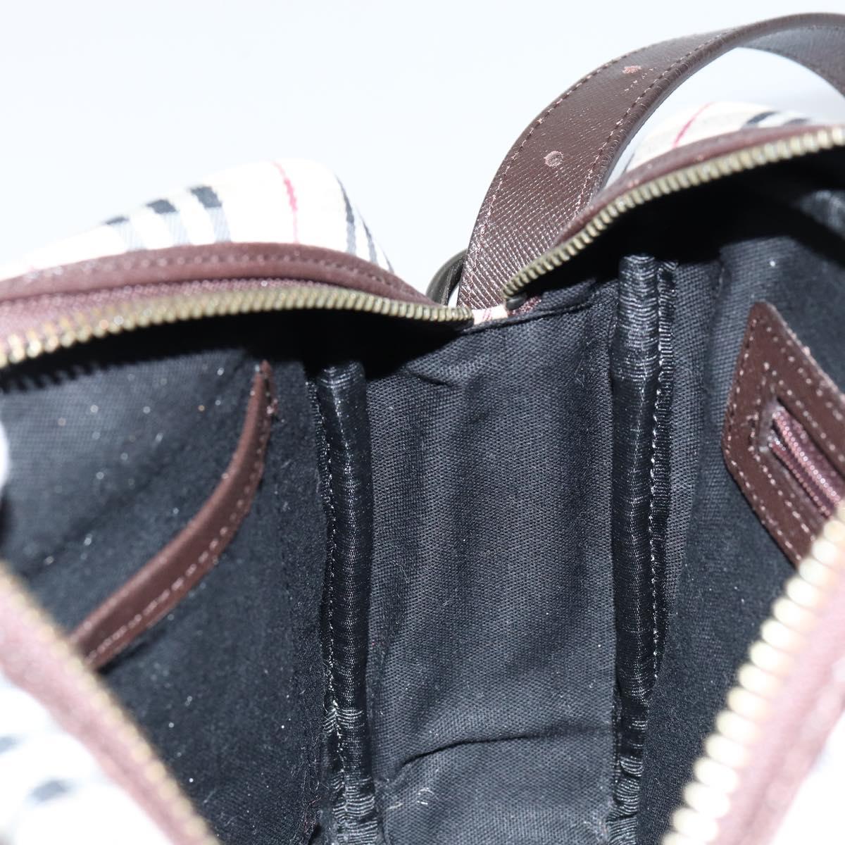 BURBERRY Nova Check Shoulder Bag Canvas Beige Silver Auth ka066