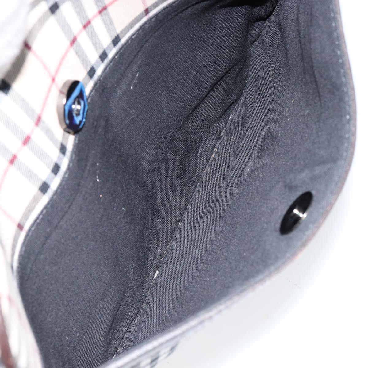 BURBERRY Nova Check Shoulder Bag Canvas Beige Silver Auth ka066