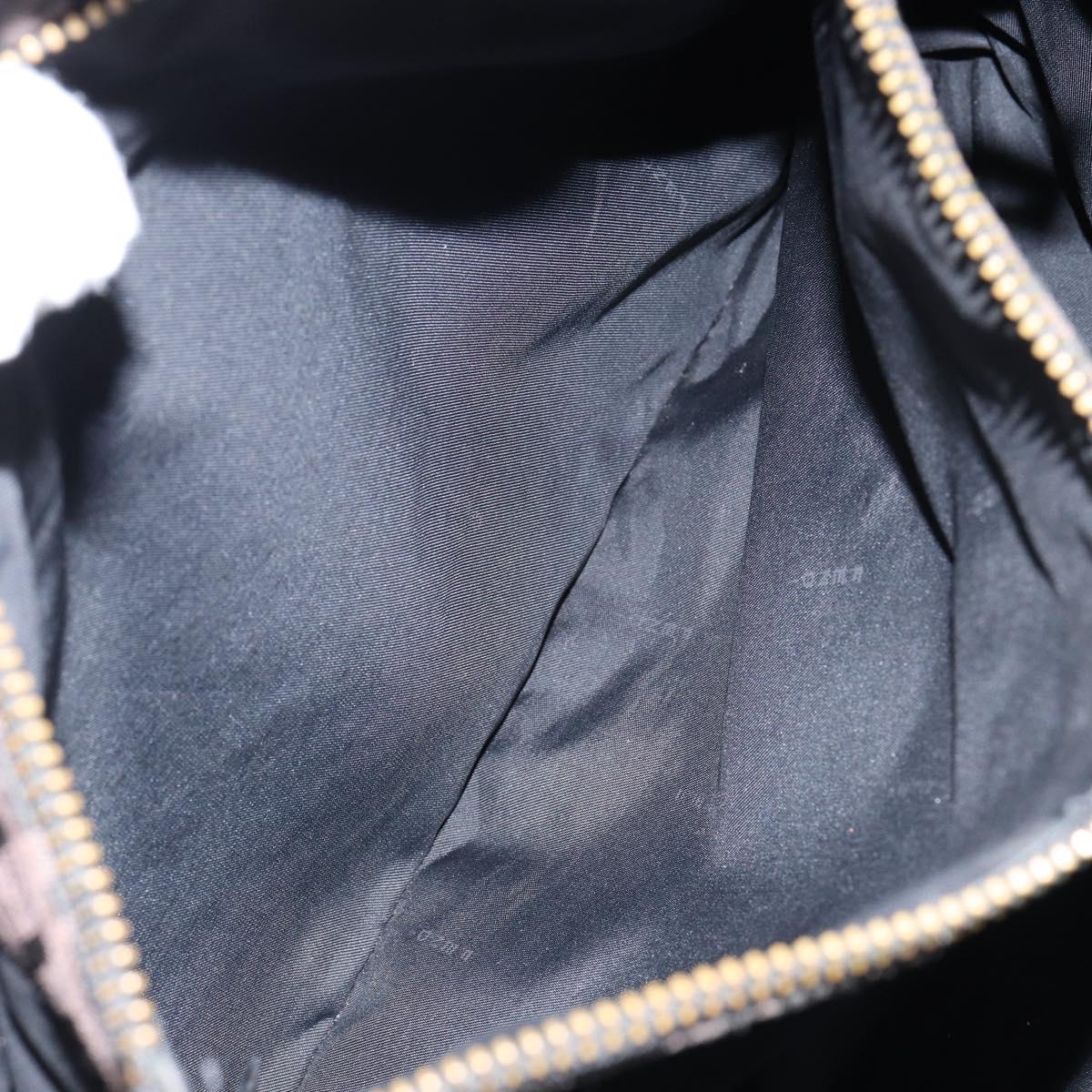 FENDI Zucchino Canvas Hand Bag Black Brown Auth ka067