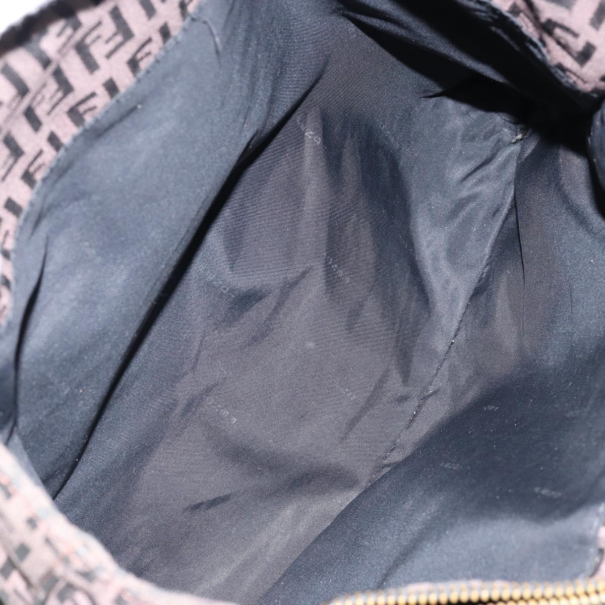 FENDI Zucchino Canvas Hand Bag Black Brown Auth ka067