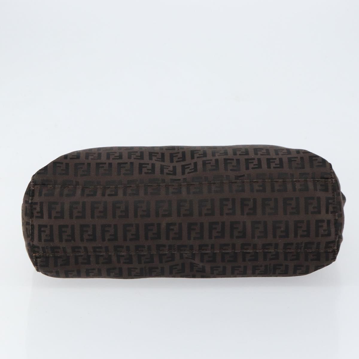 FENDI Zucchino Canvas Hand Bag Black Brown Auth ka067