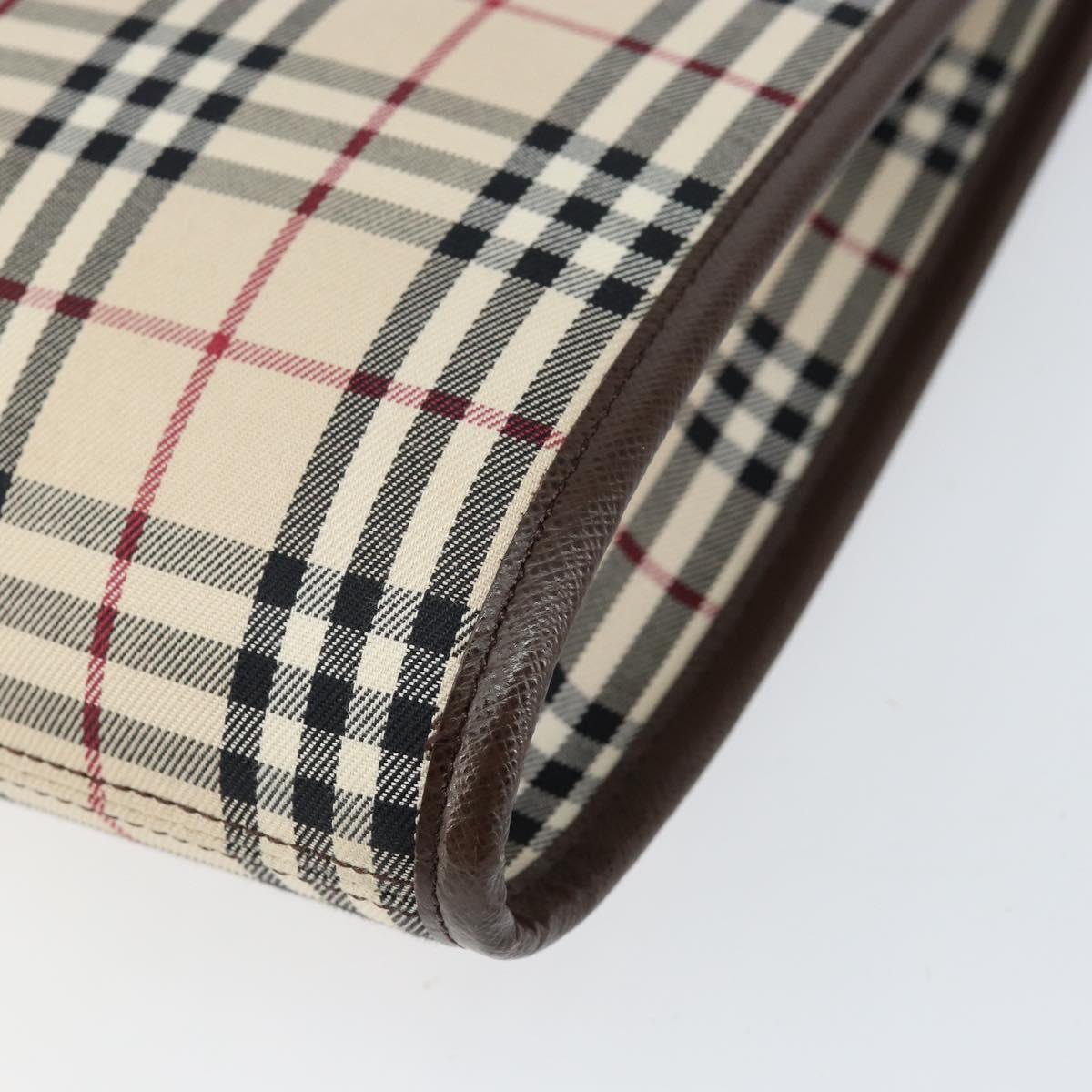 BURBERRY Nova Check Shoulder Bag Canvas Beige Silver Auth ka069