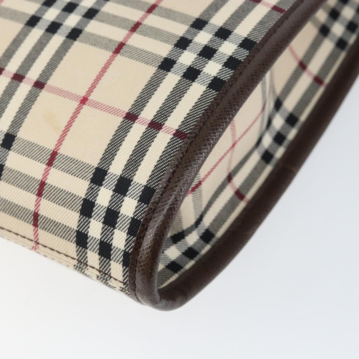 BURBERRY Nova Check Shoulder Bag Canvas Beige Silver Auth ka069