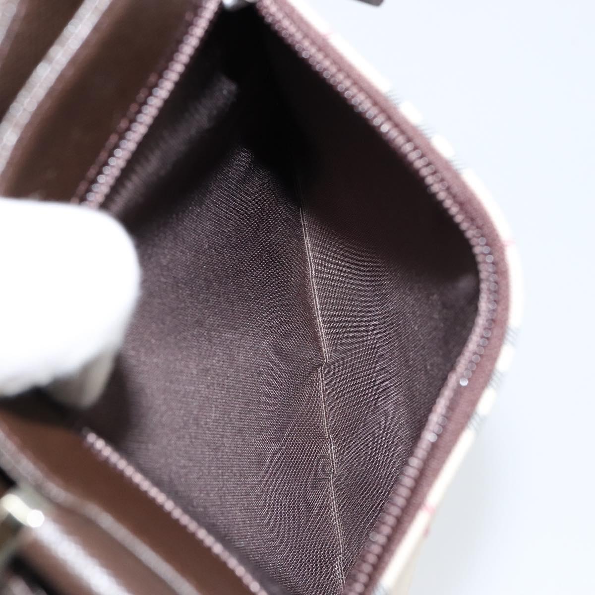 BURBERRY Nova Check Shoulder Bag Canvas Beige Silver Auth ka069