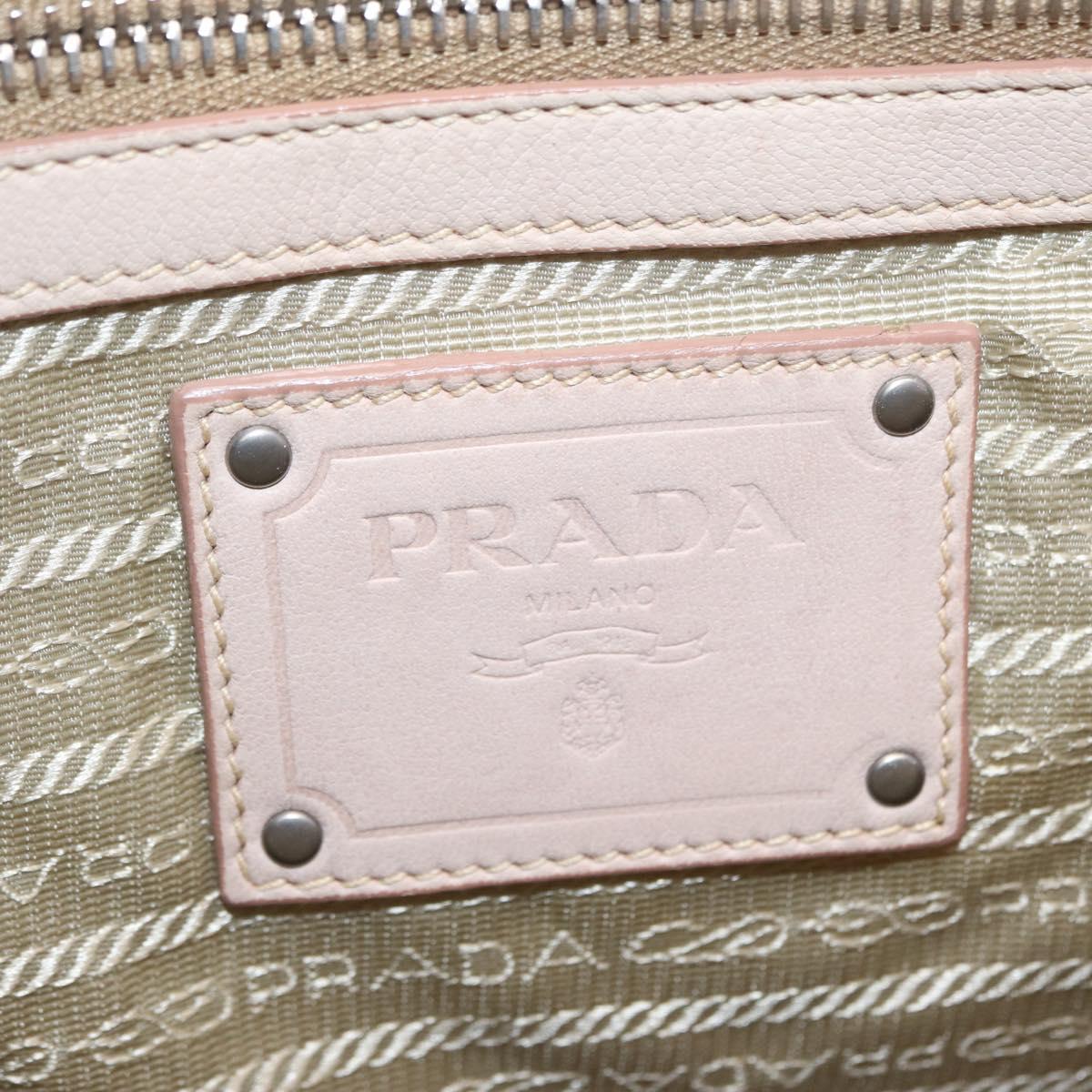 PRADA Shoulder Bag Leather Beige Silver Auth ka071