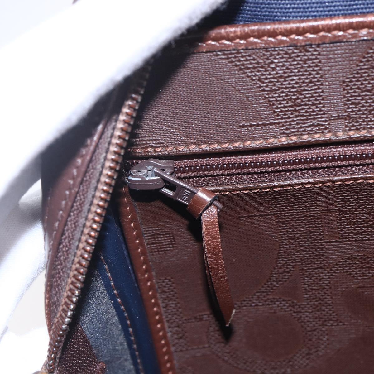 Christian Dior Trotter Canvas Hand Bag PVC Brown Gold Auth ka074