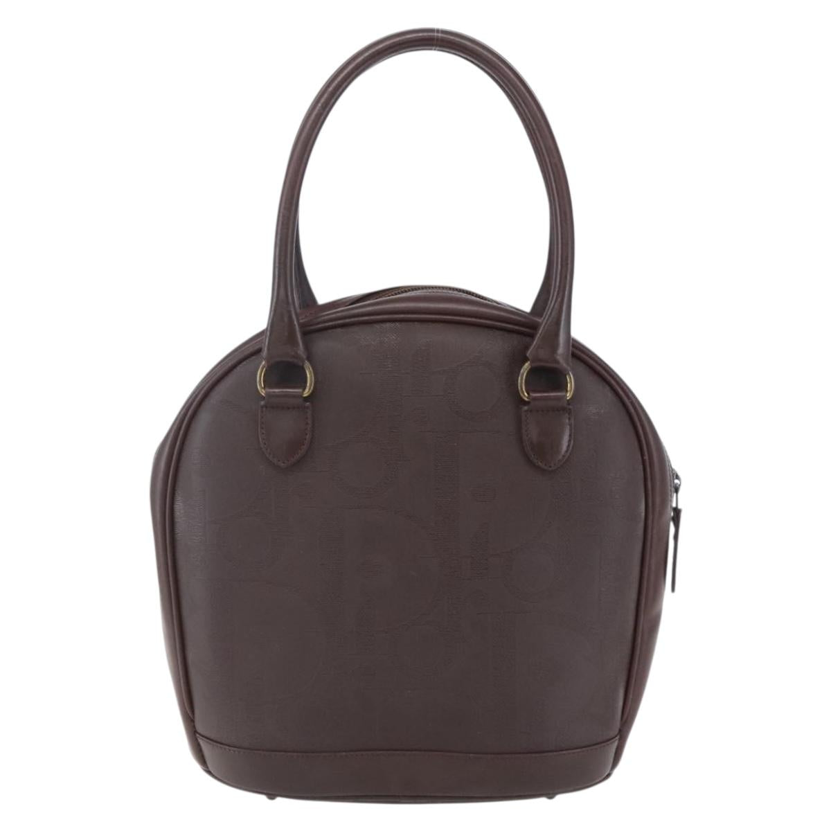 Christian Dior Trotter Canvas Hand Bag PVC Brown Gold Auth ka074