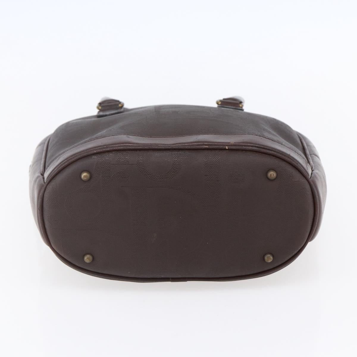 Christian Dior Trotter Canvas Hand Bag PVC Brown Gold Auth ka074