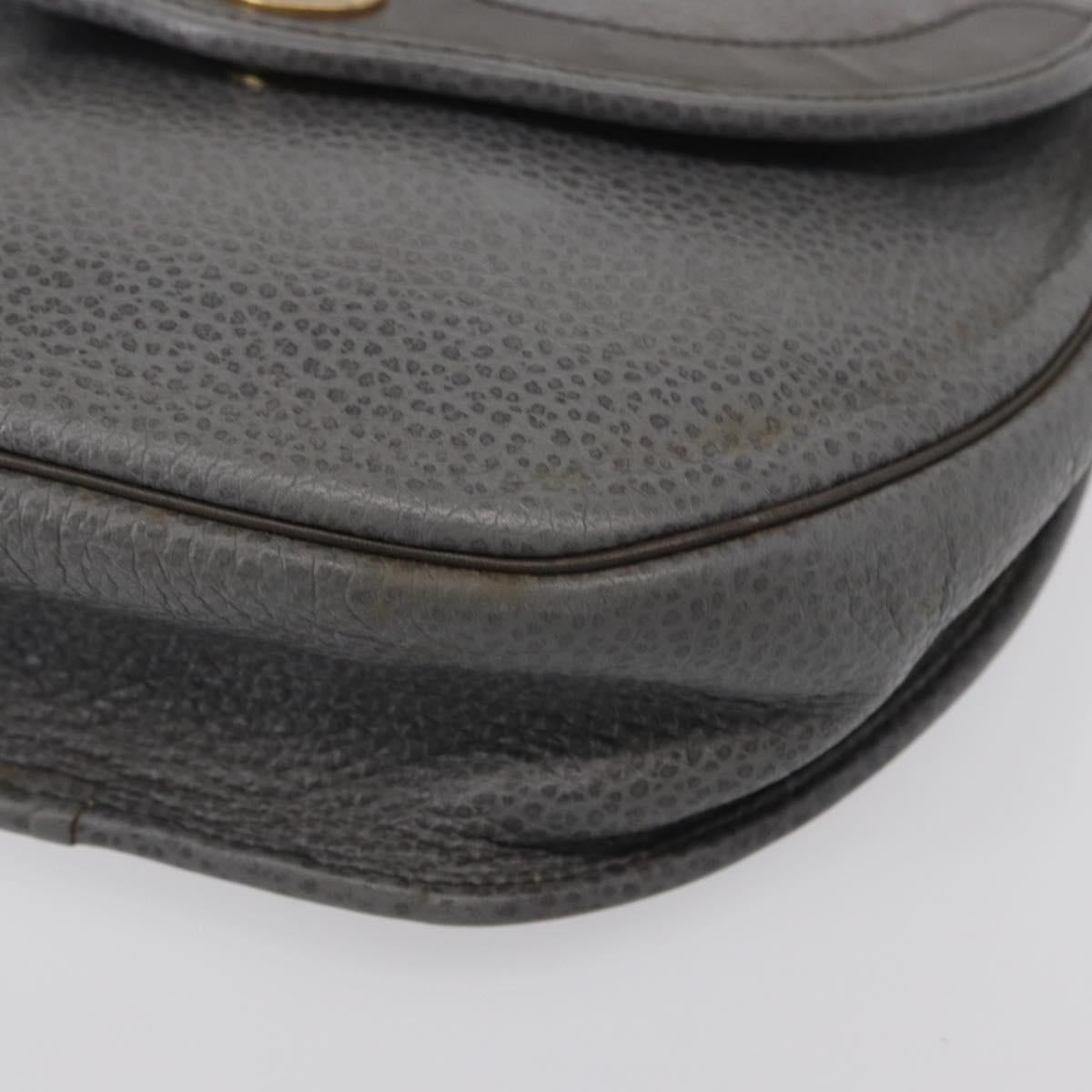 Christian Dior Shoulder Bag Leather Gray Gold Auth ka078